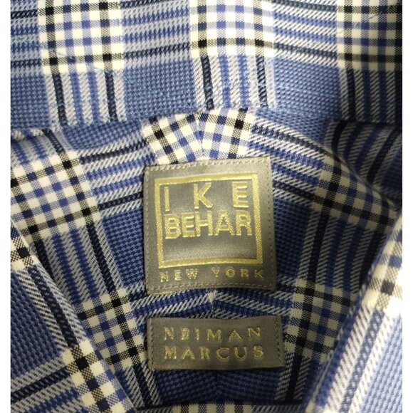 IKE BEHAR NY Neiman Marcus Blue Button Down Long Sleeve Shirt Size 32/33 SKU2292 - Picture 7 of 9